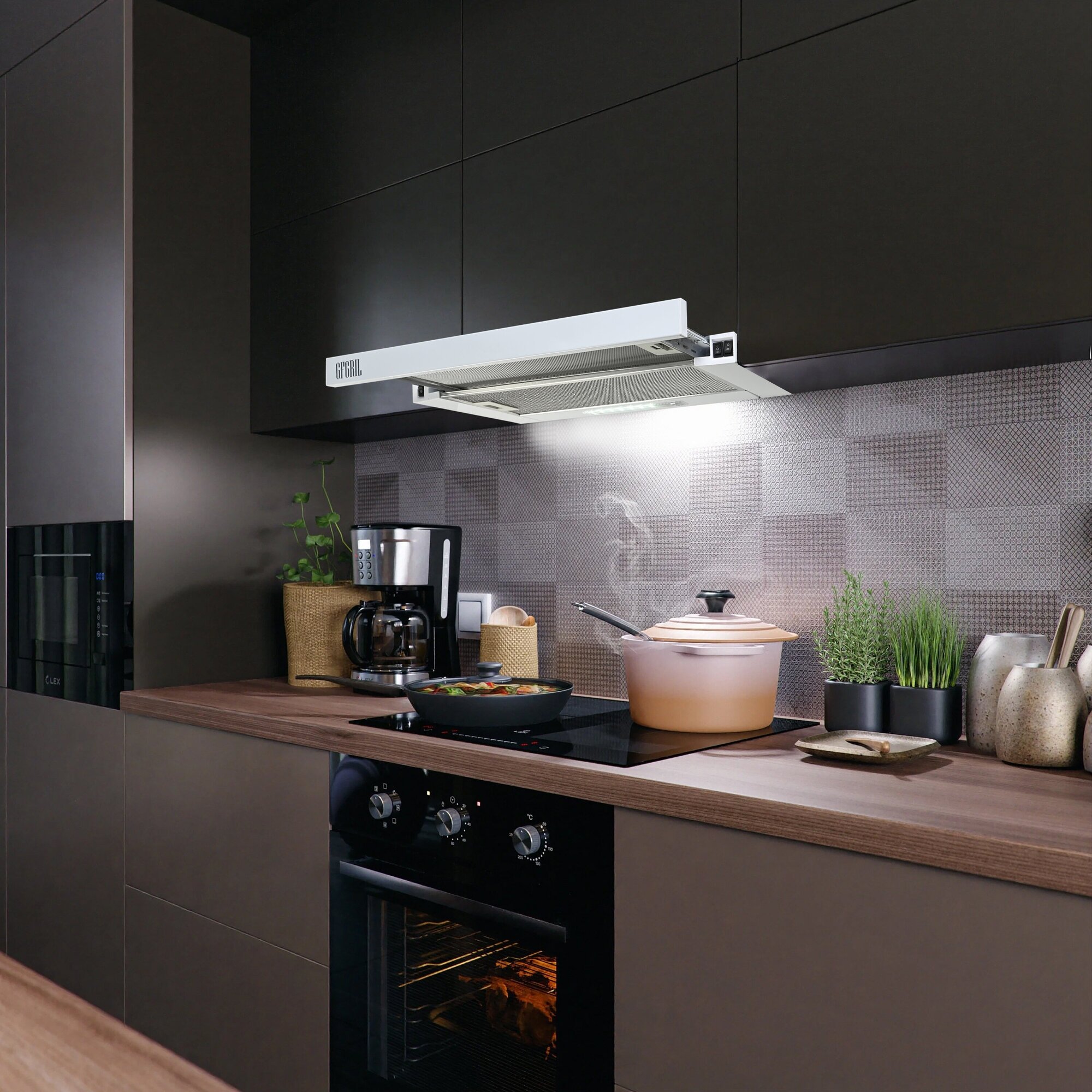 GFGRIL Вытяжка кухонная встраиваемая GF-HD100TW, 60 см, 450 м3/ч, 140 Вт, 3 скорости, цвет - белый - фотография № 12