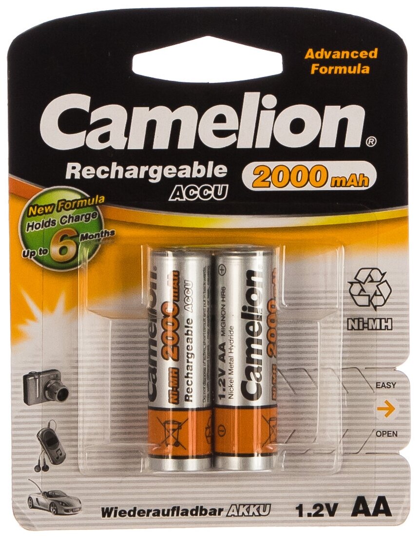 Аккумулятор 1.2В Camelion AA-2000mAh Ni-Mh BL-2, 3504 15084058