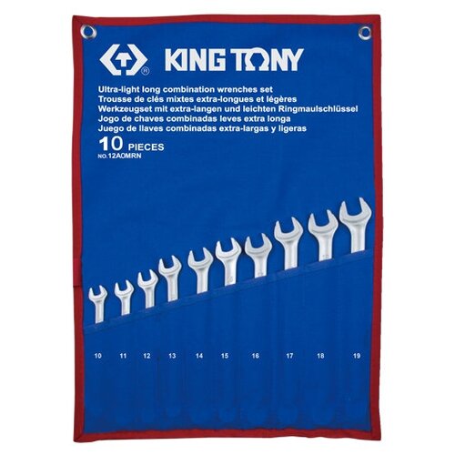 фото King tony набор комбинированных удлиненных ключей, 10-19 мм, чехол из теторона, 10 предметов