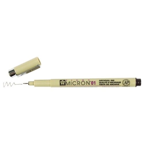 SAKURA Ручка капиллярная Pigma Micron 01, 0.25 мм, XSDK01#12, коричневый цвет чернил, 1 шт.