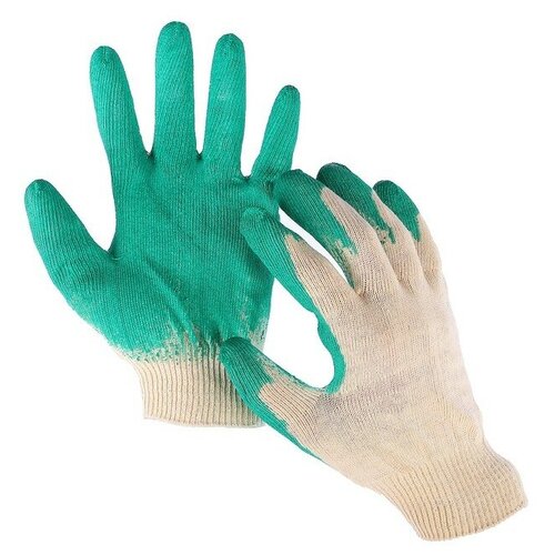 Перчатки, х/б, вязка 13 класс, размер 9, с латексным обливом, зелёные перчатки х б вязка 13 класс размер 9 с латексным обливом зелёные