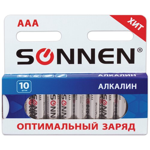 Батарейка SONNEN AAA LR03 оптимальный заряд, в упаковке: 10 шт.