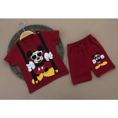 Комплект одежды   для мальчиков, майка и шорты, повседневный стиль, размер 9-12 м, красный