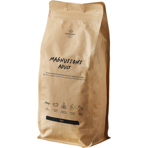 Magnussons Adult запечённый корм для собак, с нормальным уровнем активности, говядина, рис, лен 1 кг