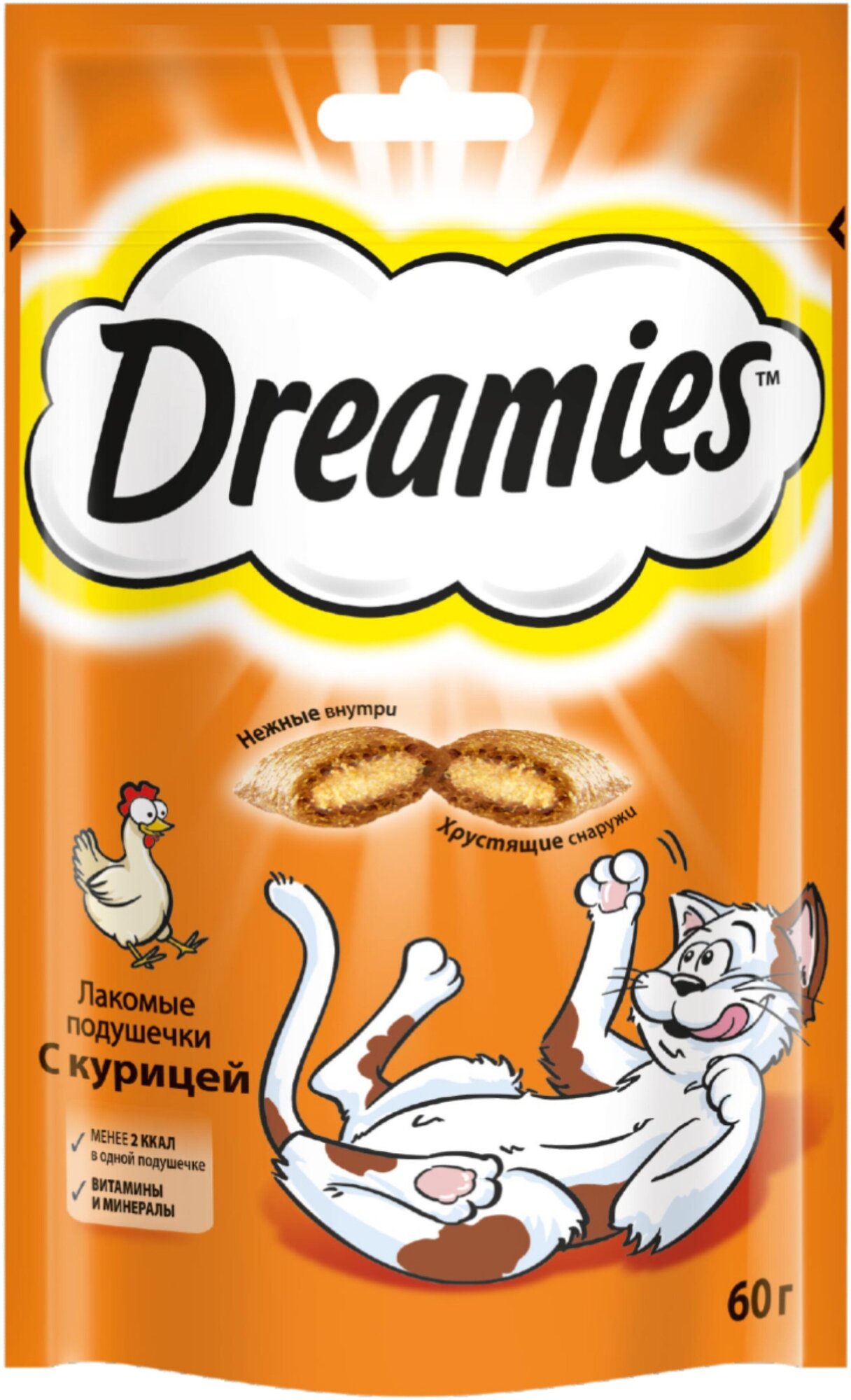 Лакомство для кошек Dreamies подушечки с курицей, 12шт. по 60гр. - фотография № 3