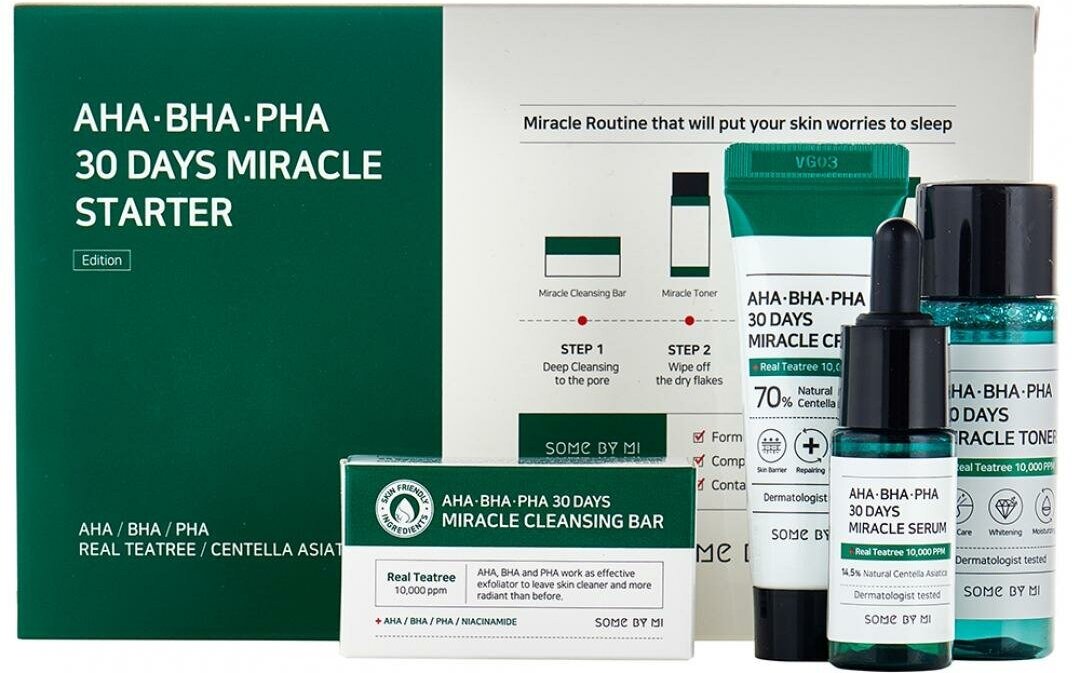 SOME BY MI AHA·BHA·PHA 30 DAYS MIRACLE STARTER Набор: тонер, сыворотка, крем для лица, мыло для лица