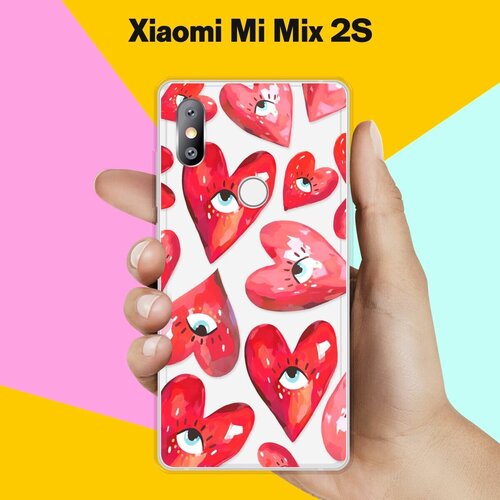 Силиконовый чехол на Xiaomi Mi Mix 2S Сердца / для Сяоми Ми Микс 2С силиконовый чехол на xiaomi mi mix 2s сяоми ми микс 2с зеленая кожа змеи