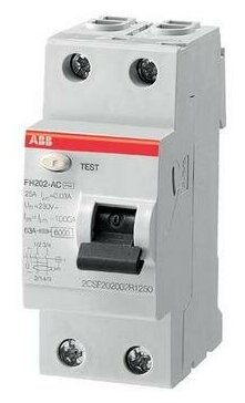 Выключатель дифференциальный УЗО ABB 2P FH202 AC-40/0,03A (1шт) Оригинал, Италия