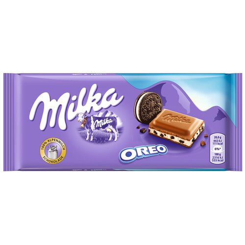 Шоколад Milka Oreo молочный с молочной начинкой и печеньем, 100 г
