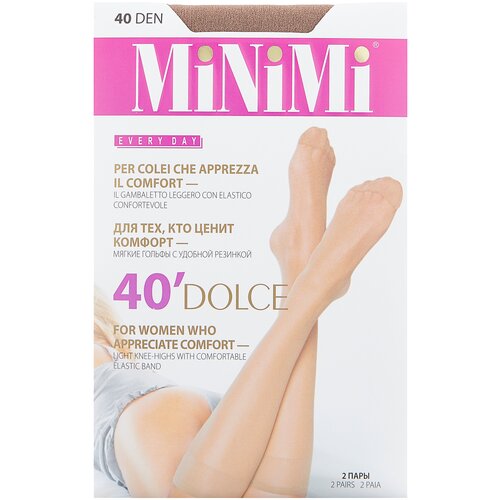 Гольфы MiNiMi, 40 den, 2 пары, размер 0 (one size), коричневый носки minimi daino 40 den onesize размер