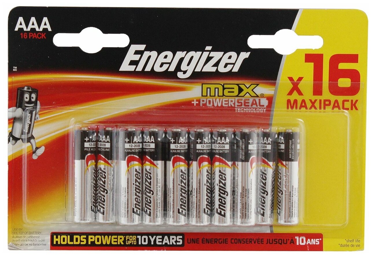 Элемент питания Energizer Max LR03 AAA бл 16