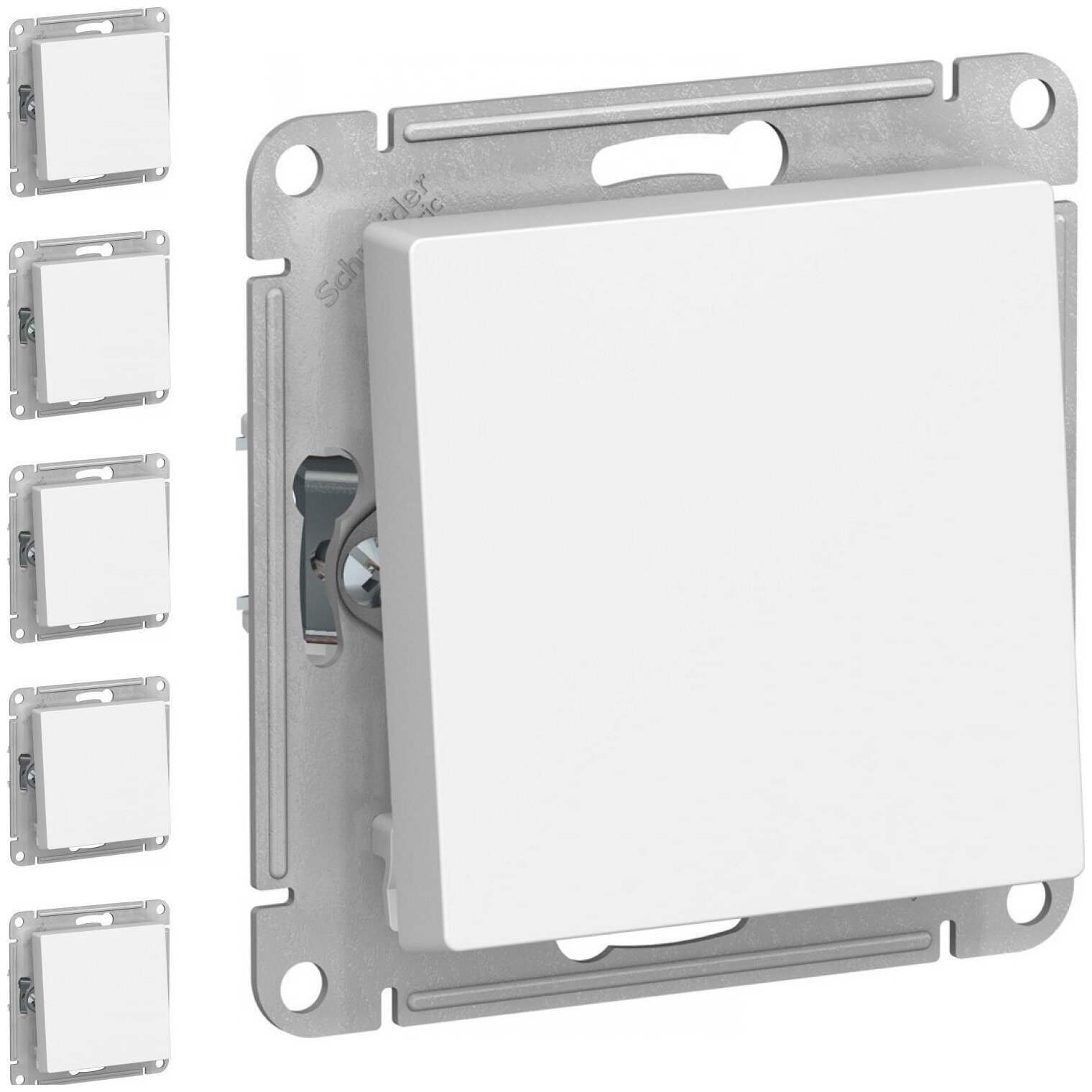 Механизм выключателя/переключателя проходного Schneider Electric AtlasDesign одноклавишный белый (комплект из 5 шт)