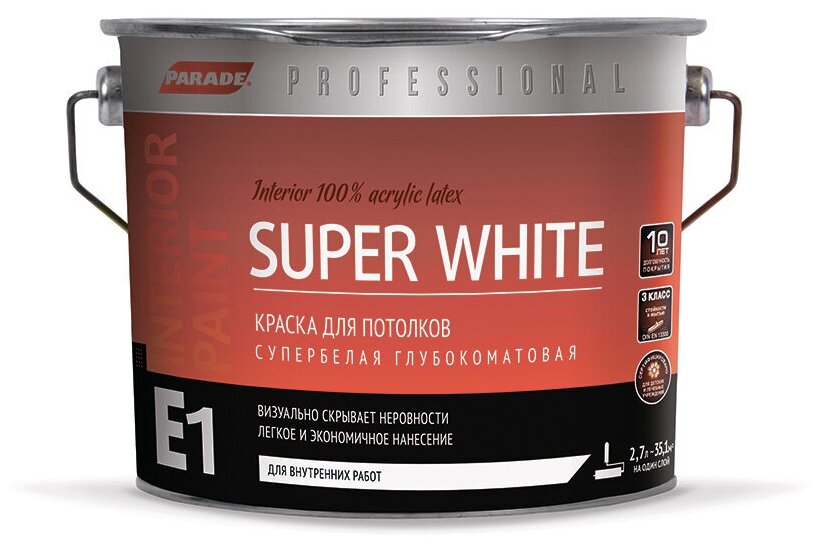 Краска акриловая Parade Professional E1 SuperWhite