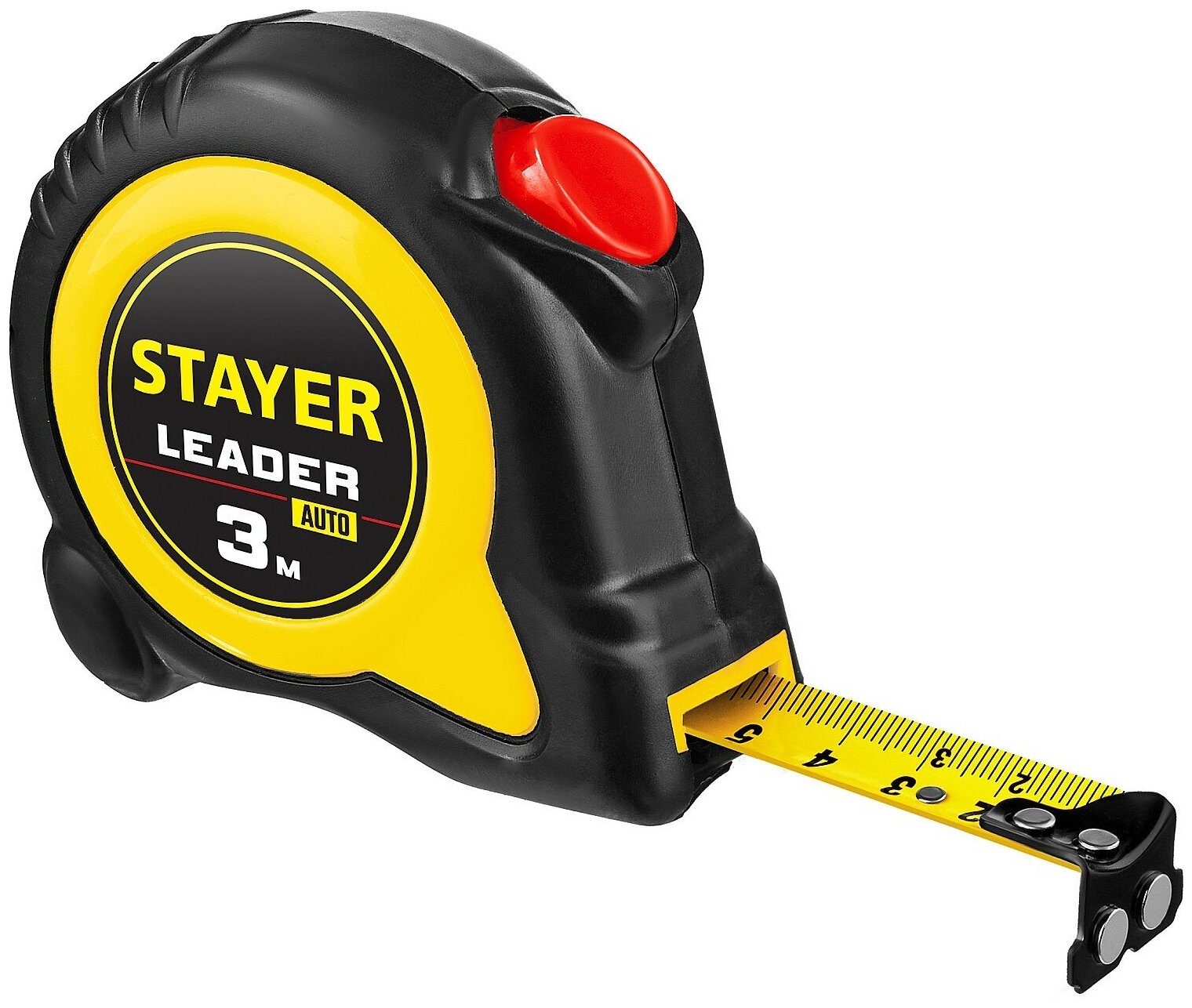 STAYER LEADER 3м / 16мм рулетка с автостопом в ударостойком обрезиненном корпусе