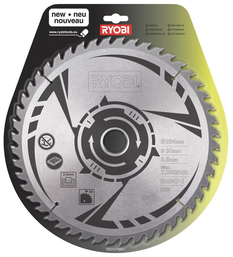 Пильный диск RYOBI SB254T48A1 254х30 мм