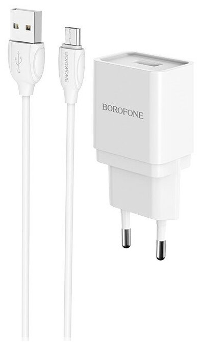 СЗУ Borofone BA19A 5V/1A 1USB Nimble + micro USB белый