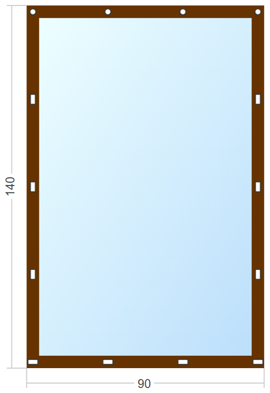 Мягкое окно Софтокна 90х140 см съемное, Скоба-ремешок, Прозрачная пленка 0,7мм, Коричневая окантовка, Комплект для установки - фотография № 3