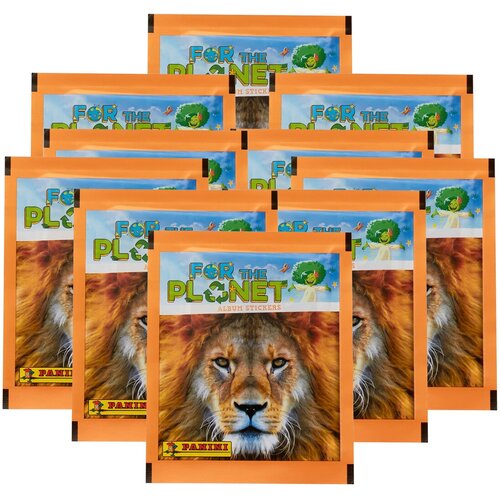10 пакетиков наклеек Panini ANIMALS FOR THE PLANET (50 наклеек)