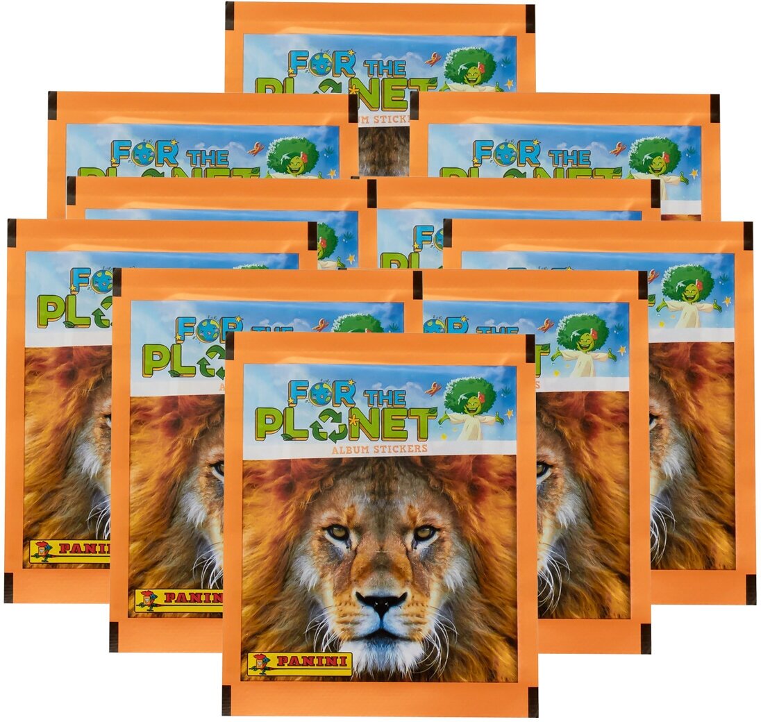 10 пакетиков наклеек Panini "ANIMALS FOR THE PLANET" (50 наклеек)