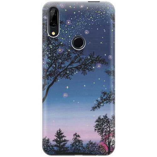 фото Силиконовый чехол на huawei p smart z / y9 prime (2019) / honor 9x / 9x premium / хуавей п смарт зет / у9 прайм (2019) / хонор 9х / 9х премиум с принтом "деревья и звезды" gosso