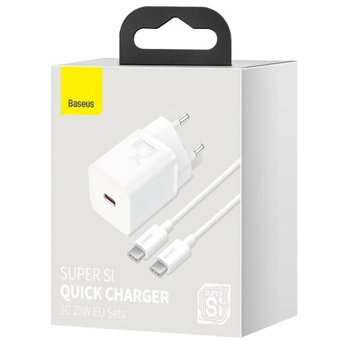 фото Зарядное устройство baseus super si quick charger 1c 25w eu sets white белый