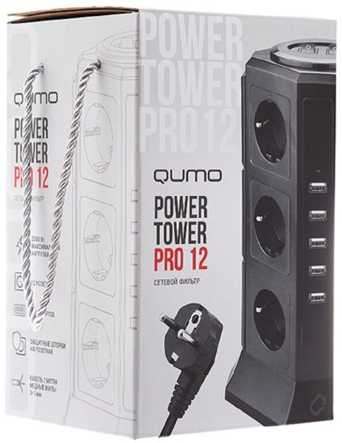 Сетевой фильтр Qumo Power Tower Pro 12SP5U 2м, 12 розеток (P-0001) - фото №6