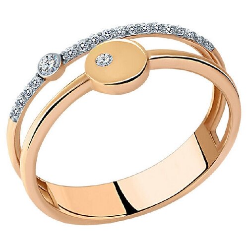 Кольцо Крымский ювелирный завод, красное золото, 585 проба, фианит, размер 18, красный, золотой