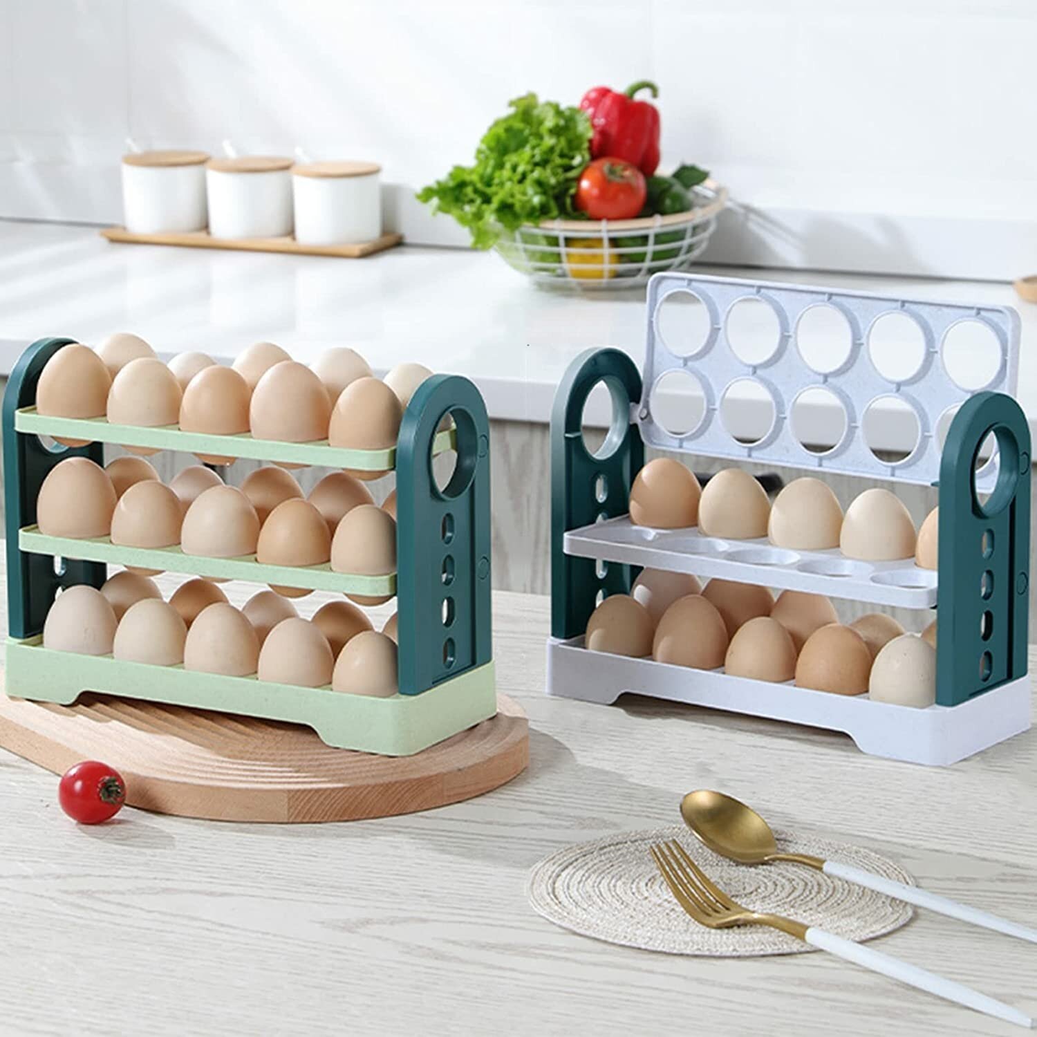 Контейнер полочка для яиц в холодильник на дверцу на 30 штук пластик белая - фотография № 8