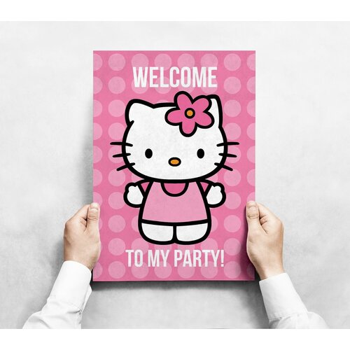Плакат "Hello Kitty" формата А1 (60х80 см) c черной рамкой