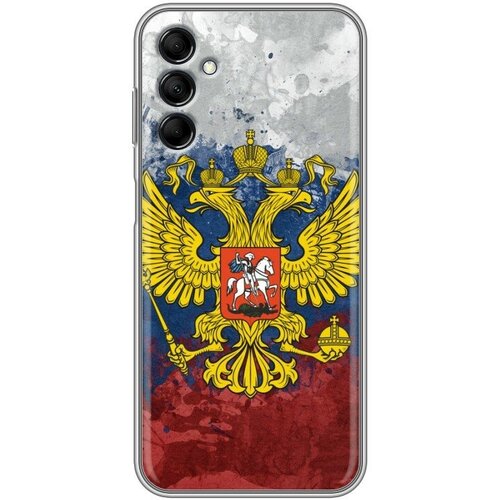 Дизайнерский силиконовый чехол для Samsung M14 5G / Samsung Galaxy M14 5G Российский флаг и герб силиконовый чехол черные полигоны на samsung galaxy m14 5g самсунг галакси m14 5g