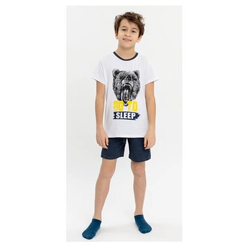 Пижама с шортами для мальчика, цвет синий, размер 104*110