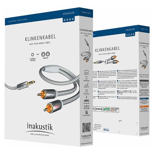 Кабель аудио 1xMini Jack - 2xRCA Inakustik 00410005 Premium MP3 Audio 5.0m