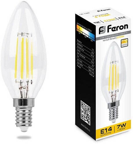 Набор диммируемых светодиодных ламп Feron LB-166 Свеча E14 7W 2700K 25870 - 10 шт.