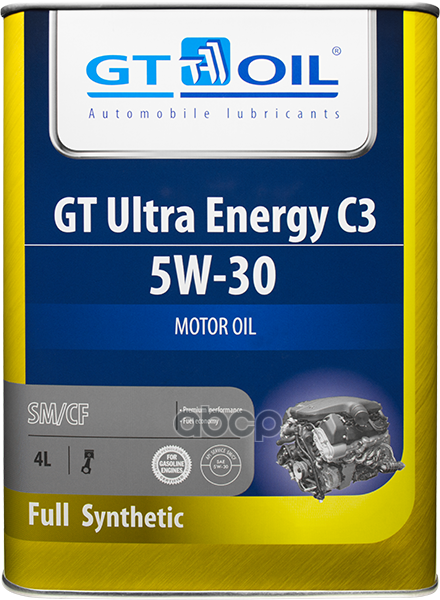 GT OIL Масло Моторное Синтетическое Всесезонное Gt Ultra Energy C3, Sae 5W-30, Api Sm, Sn/Cf, 4 Л