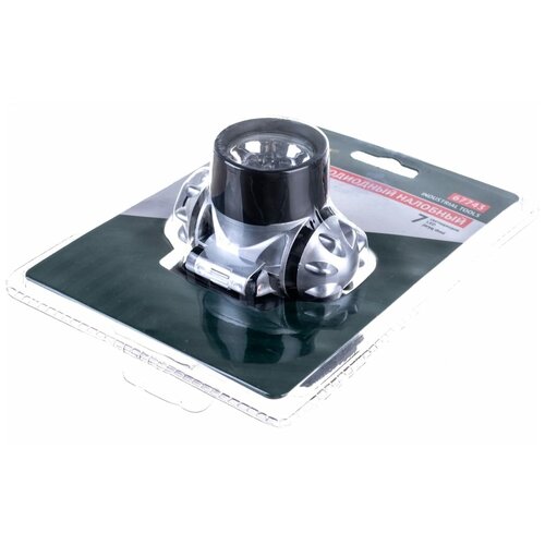 фото Фонарик с креплением на голову, ударопрочный, светодиодный, 7 led (3 ааа батарейки) fit 67743