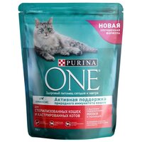 PURINA ONE для взрослых кастрированных котов и стерилизованных кошек с лососем и пшеницей (0,2 кг х 10 шт)