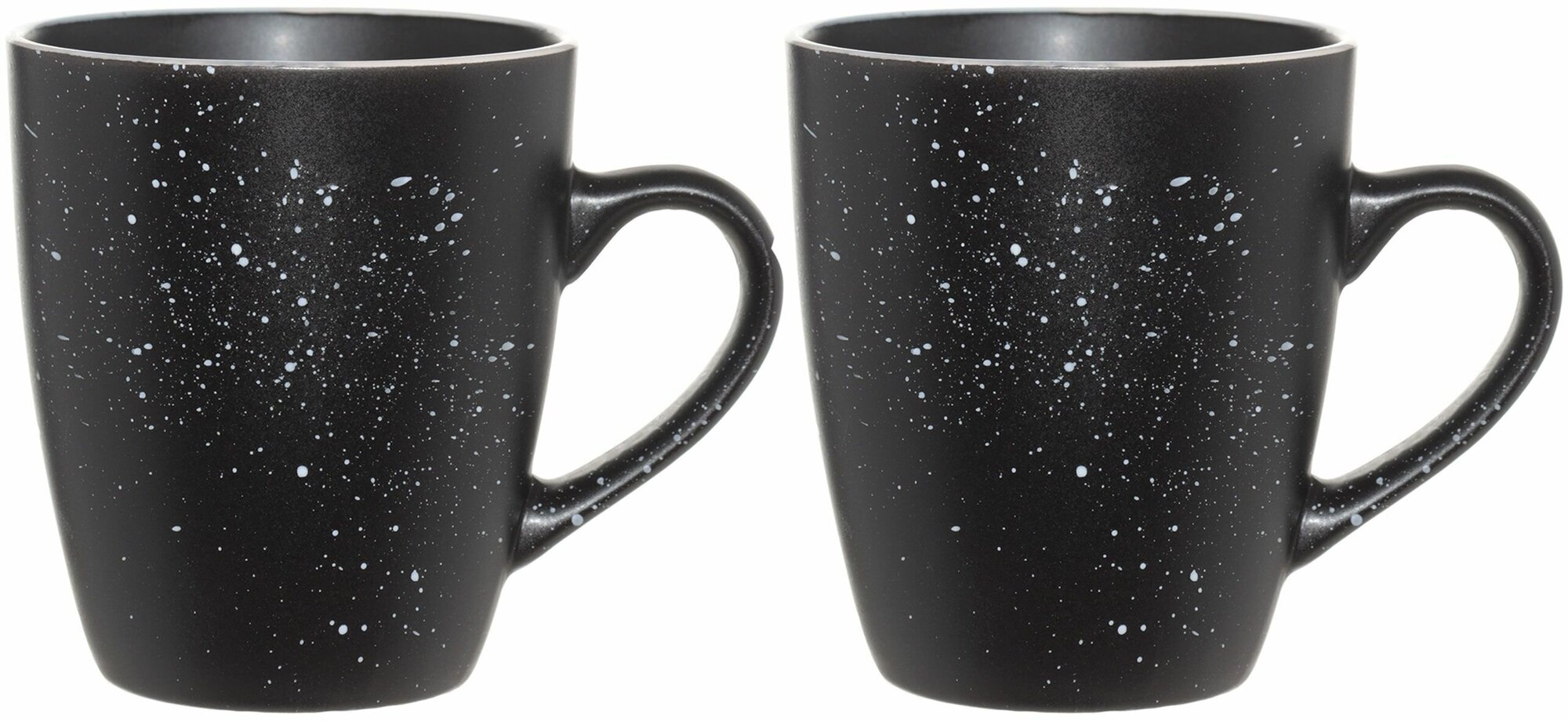 фото Кружка, 400 мл, 2 шт, керамика, черная, в крапинку, Particle