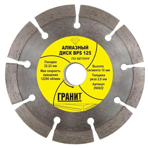 фото Диск гранит пильный по бетону алмазный bps 125х2.0х10mm 2508