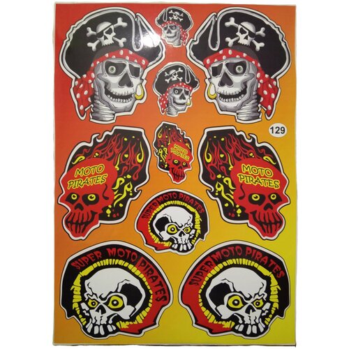 Набор наклеек мото пираты формат А3