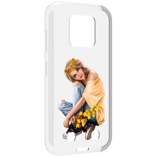 Чехол MyPads девушка-в-цветочками женский для Oukitel WP18 задняя-панель-накладка-бампер