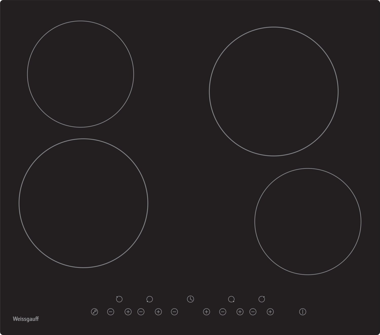 Электрическая варочная панель WEISSGAUFF HV 640 BM, Hi-Light, независимая, черный
