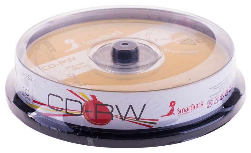 Оптический диск CD-RW Smart Track 700Mb, 4-12x, cake box, 10шт. (ST000198)