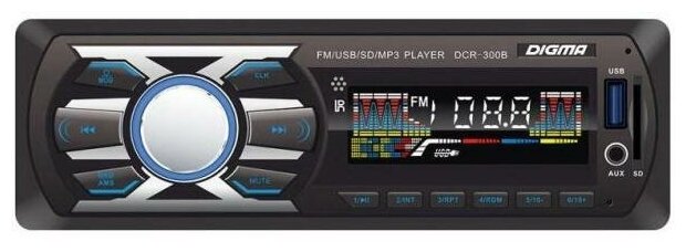Автомагнитола Digma DCR-300B USB MP3 FM 1DIN 4x45Вт черный