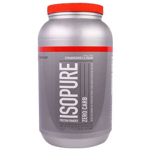 Протеин Nature's Best IsoPure Zero Carb, 1360 гр., клубничный крем nature s best isopure zero carb 1360 гр печенье со сливками