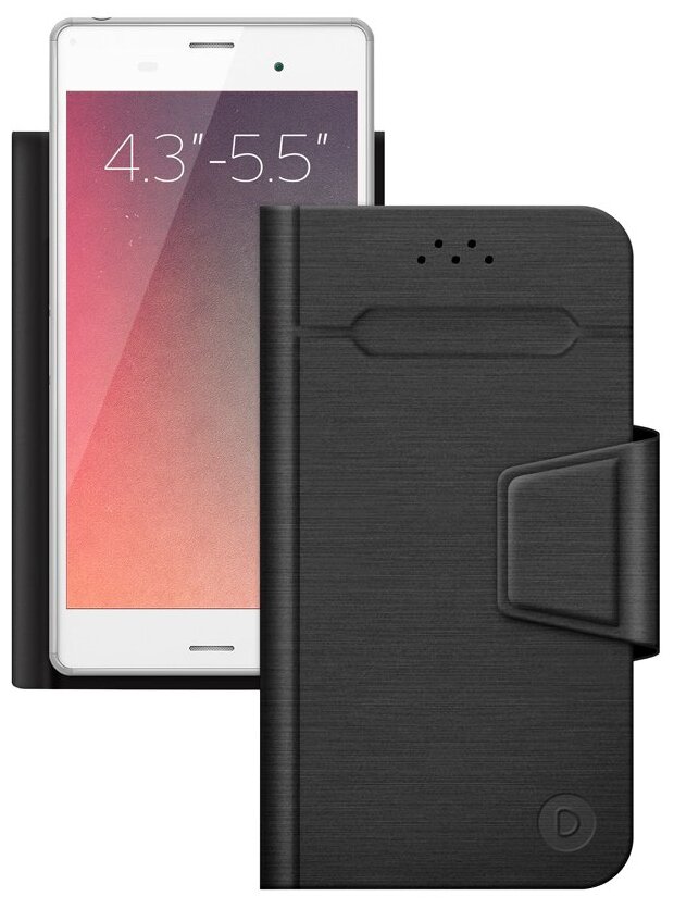 Универсальный чехол для смартфона Deppa Wallet Fold M 4.3''-5.5'' Black