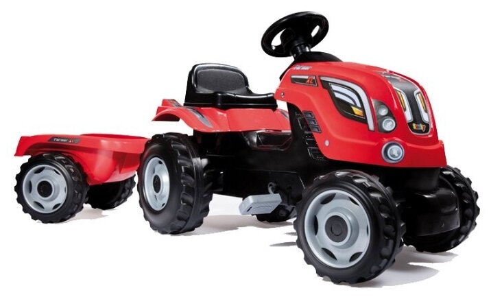 Трактор педальный Smoby XL, с прицепом, красный