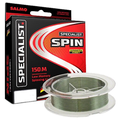 леска монофильная salmo specialist spin диаметр 0 45 мм тест 18 7 кг 150 м Монофильная леска Salmo Specialist Spin d=0.22 мм, 150 м, 4.7 кг, зелeный, 1 шт.