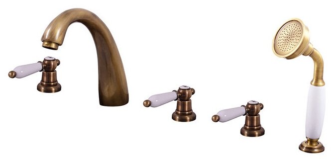 Смеситель для ванны Rav Slezak Morava Retro на 5 отверстий, переключатель керамика, бронза MK576.5PSM