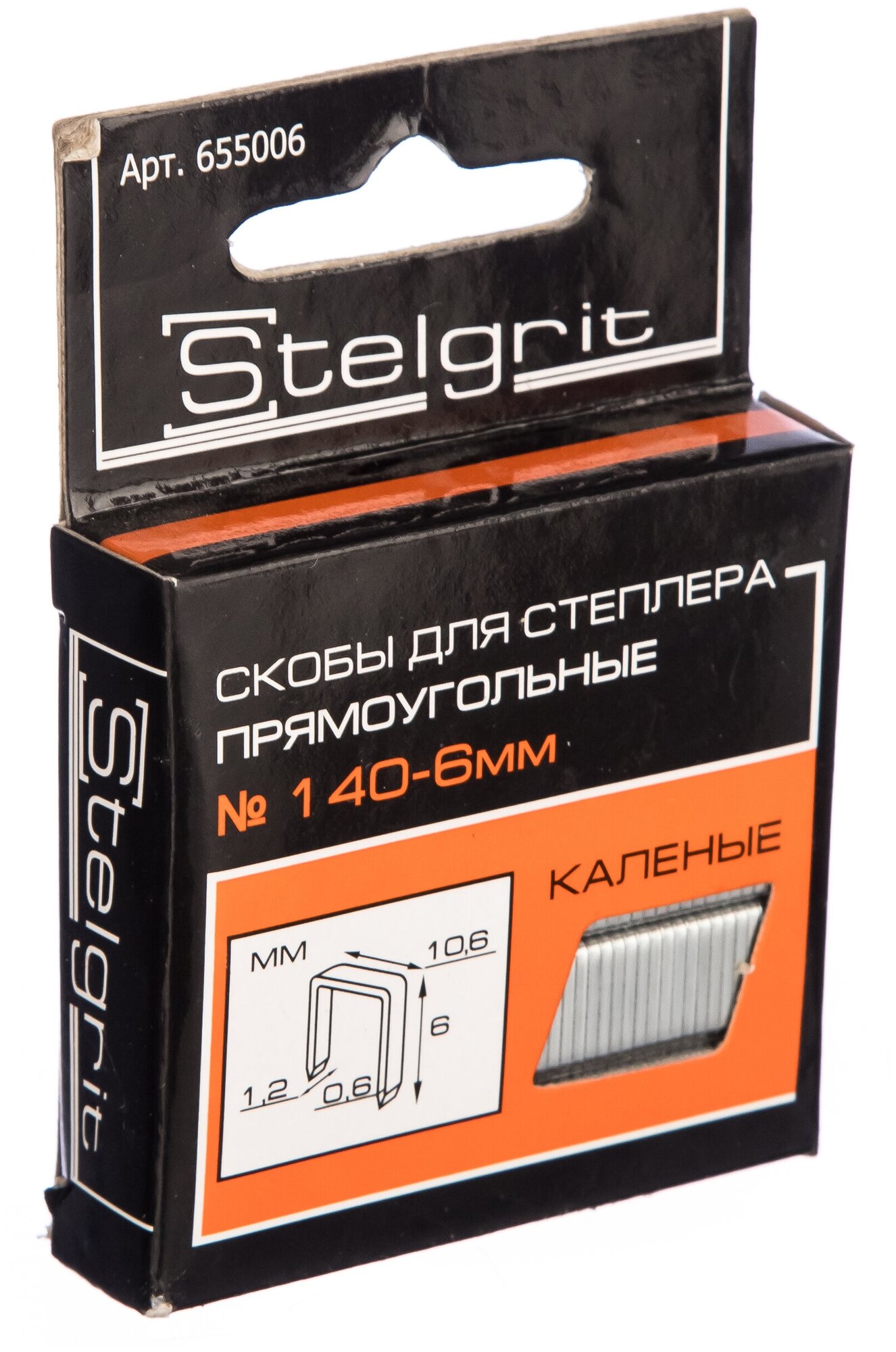 Cкоба каленая (1000 шт: 6x1.2 мм: Тип 140) для мебельного степлера Stelgrit 655006 15548856