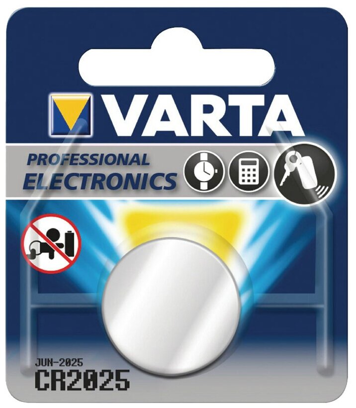 Батарейка Varta ELECTRONICS CR2025 BL1 Lithium 3V, 1 шт